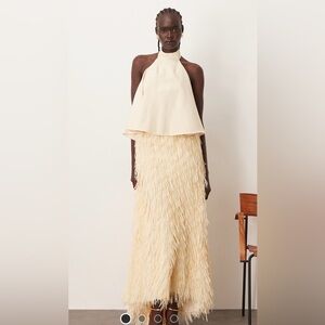 Elegant Cream Feathered Skirt